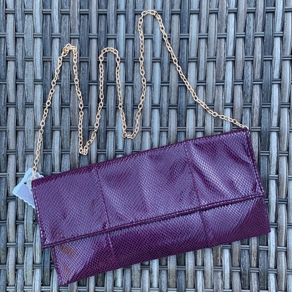 MIZTIQUE Convertible Snakeskin Handbag/Clutch - Plum - Picture 16 of 16